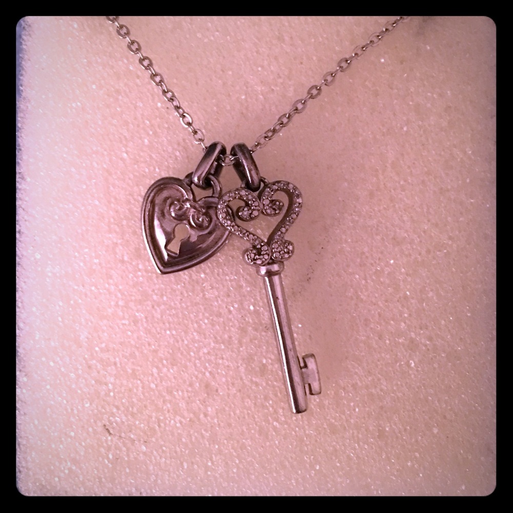 Heart lock and key necklace
